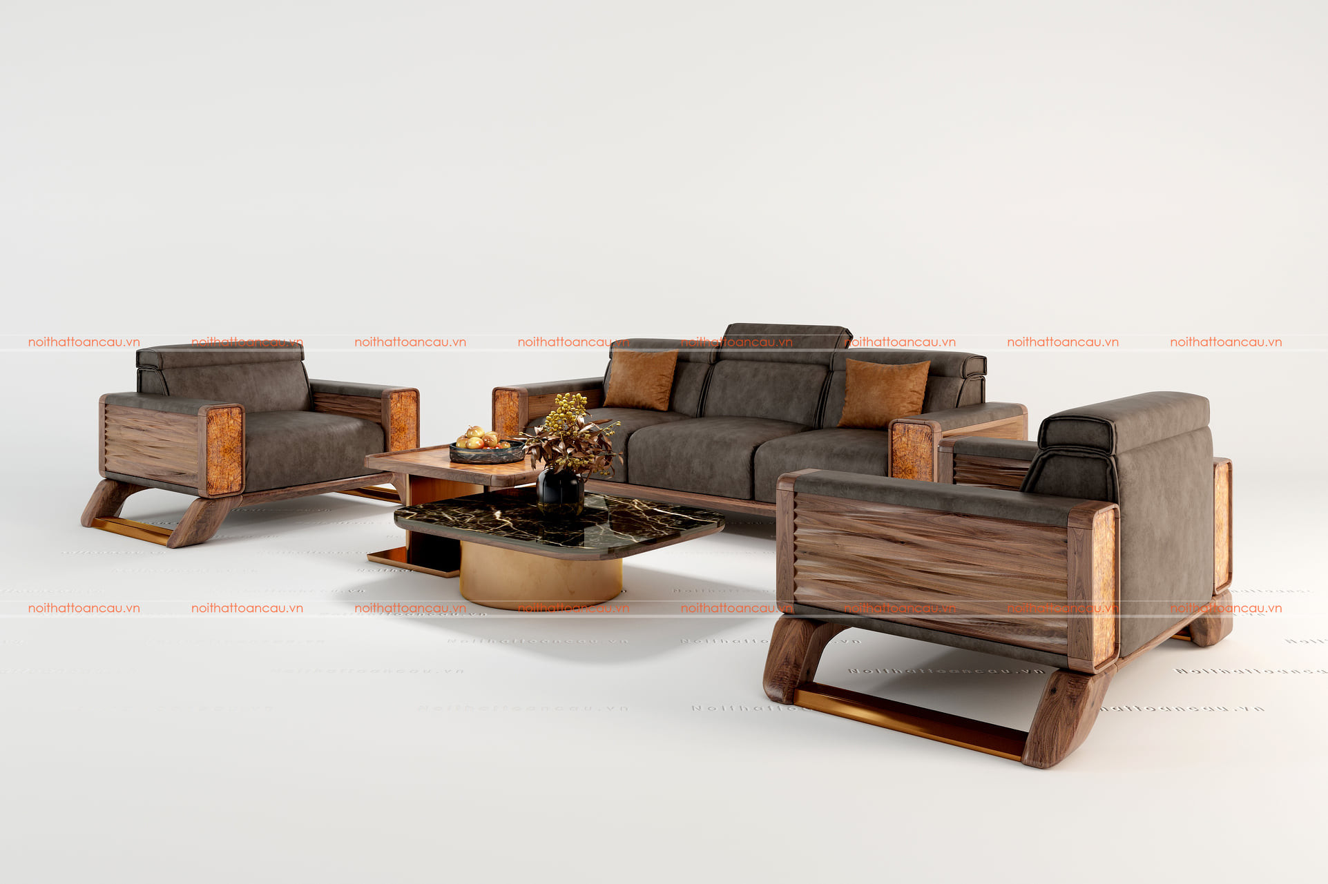 Salon gỗ óc chó hiện đại
