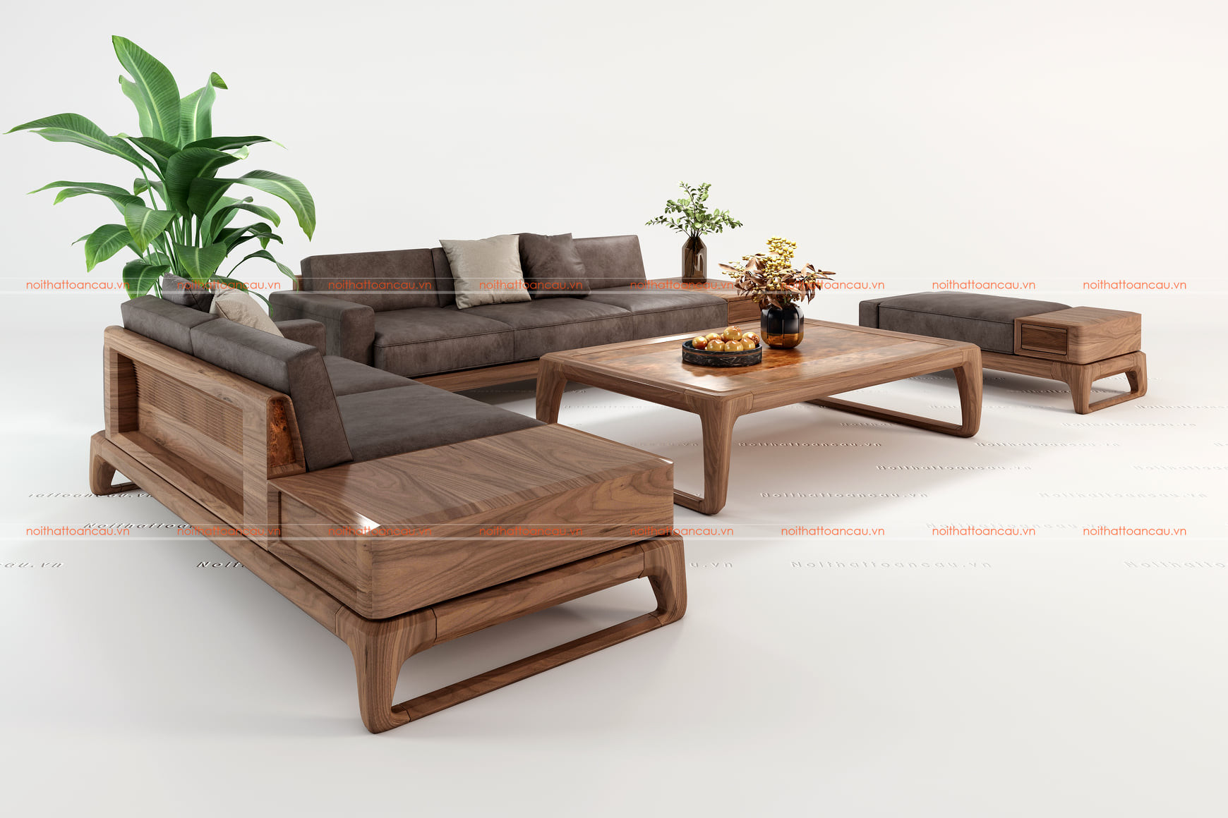 Bàn ghế salon gỗ óc chó