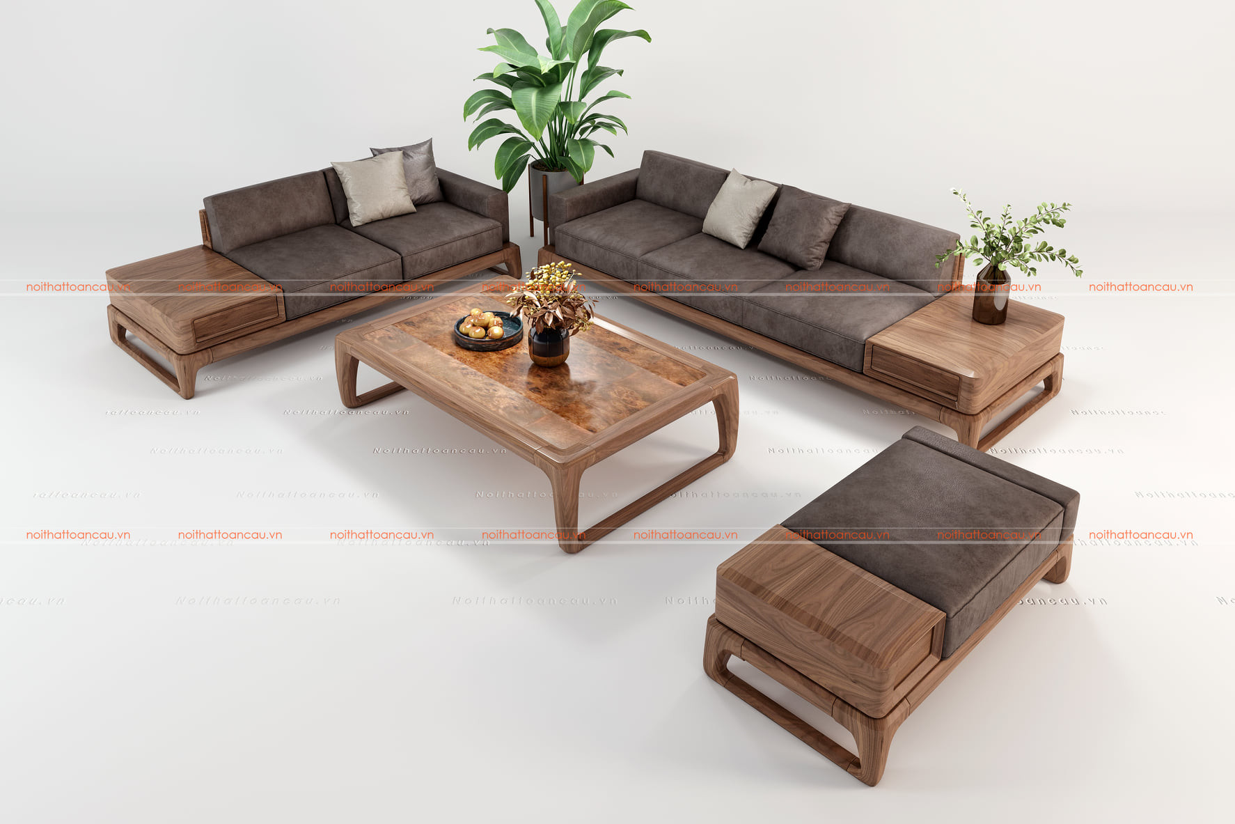 Bàn ghế salon gỗ óc chó