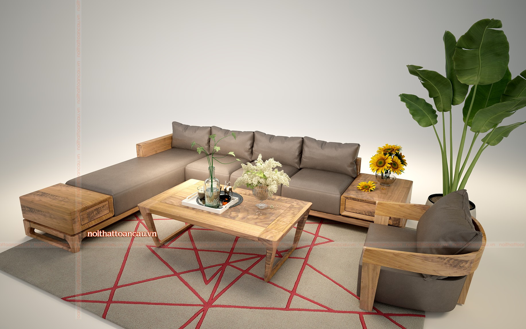 Sofa gỗ góc L đẹp
