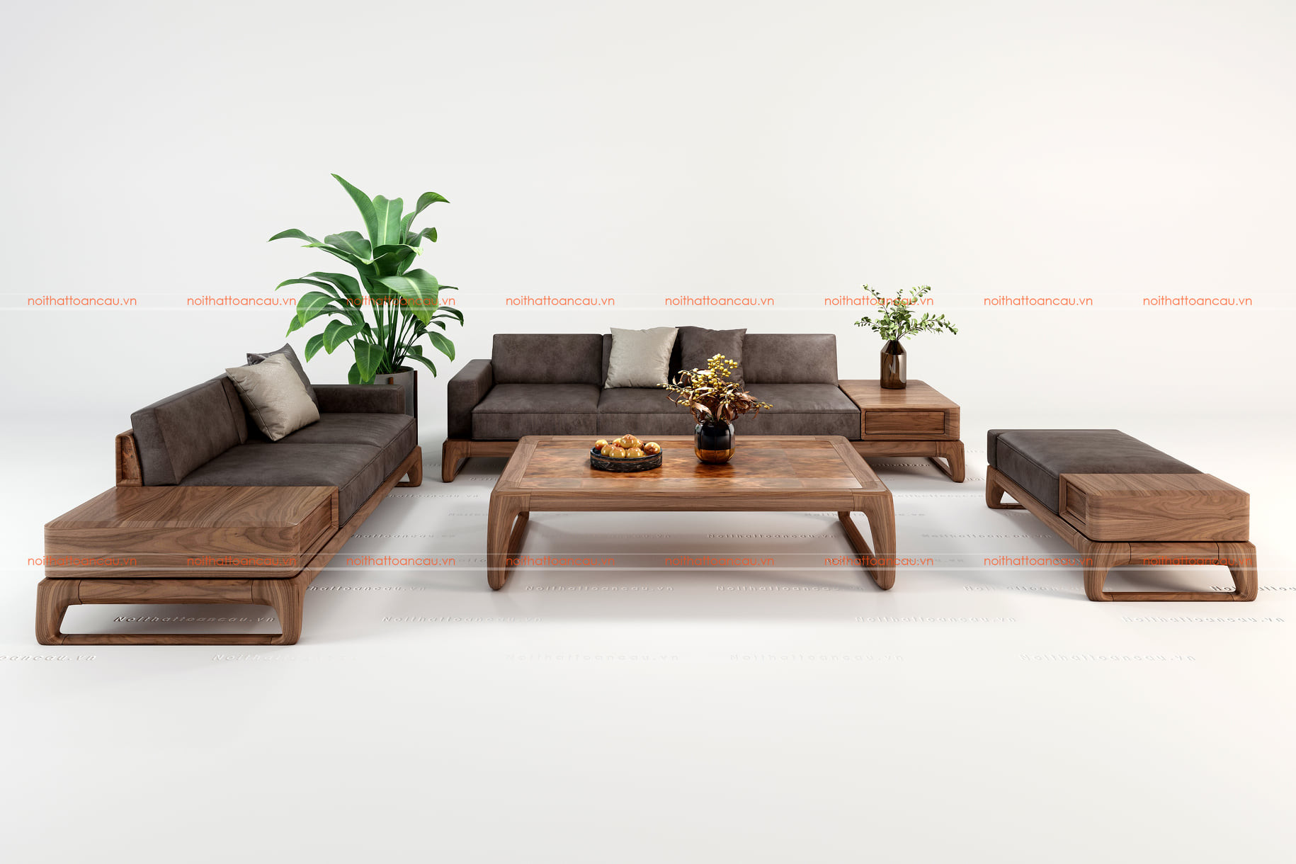 Bàn ghế salon gỗ óc chó