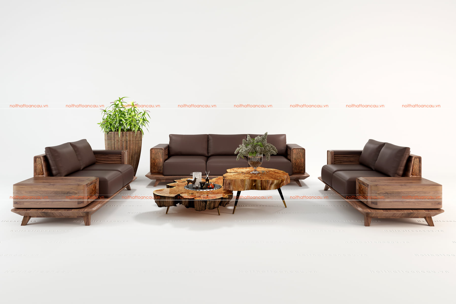 Sofa gỗ óc chó cho nhà biệt thự
