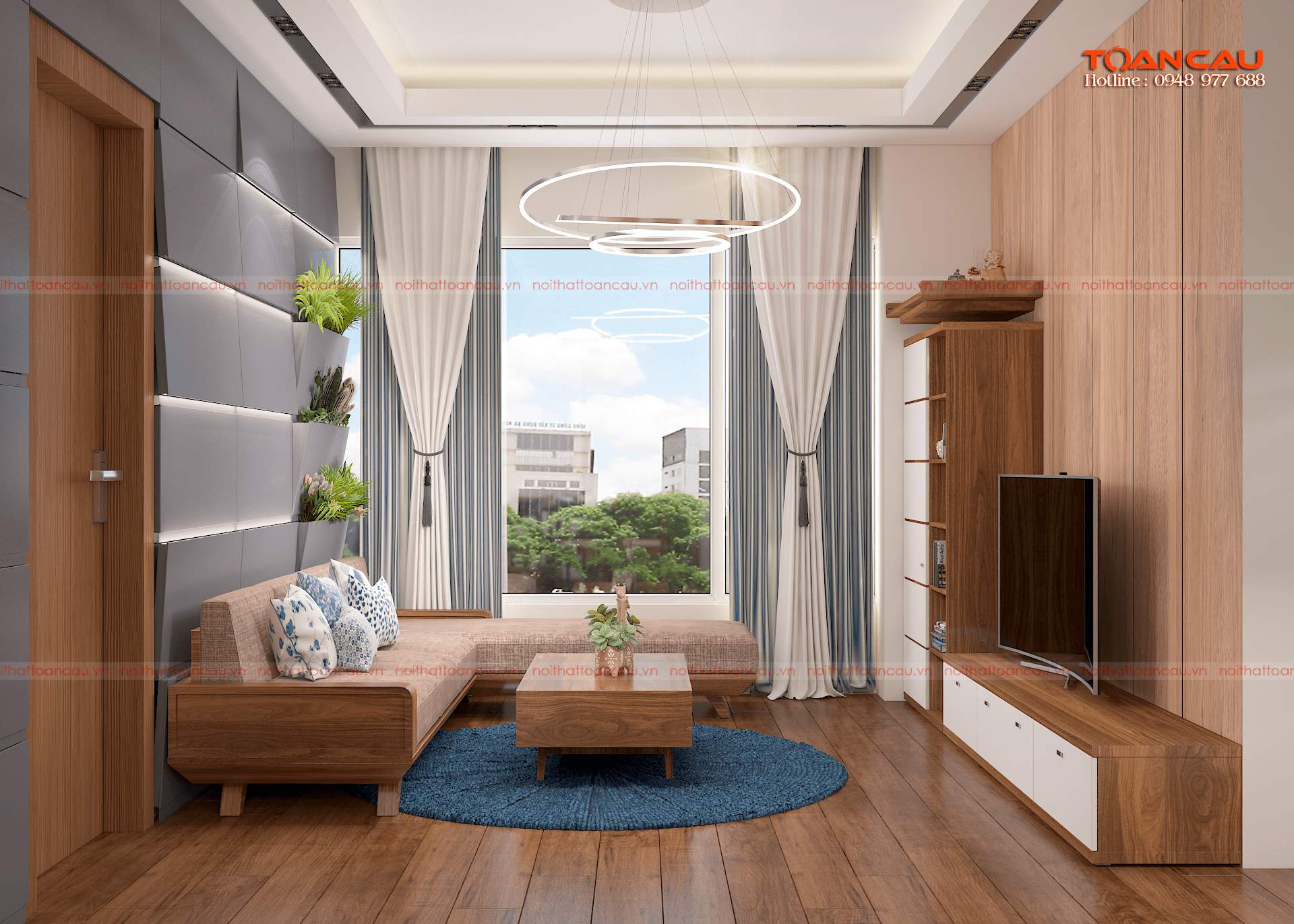 Những mẫu thiết kế phòng khách đẹp bằng gỗ óc chó thể hiện đẳng cấp của gia chủ