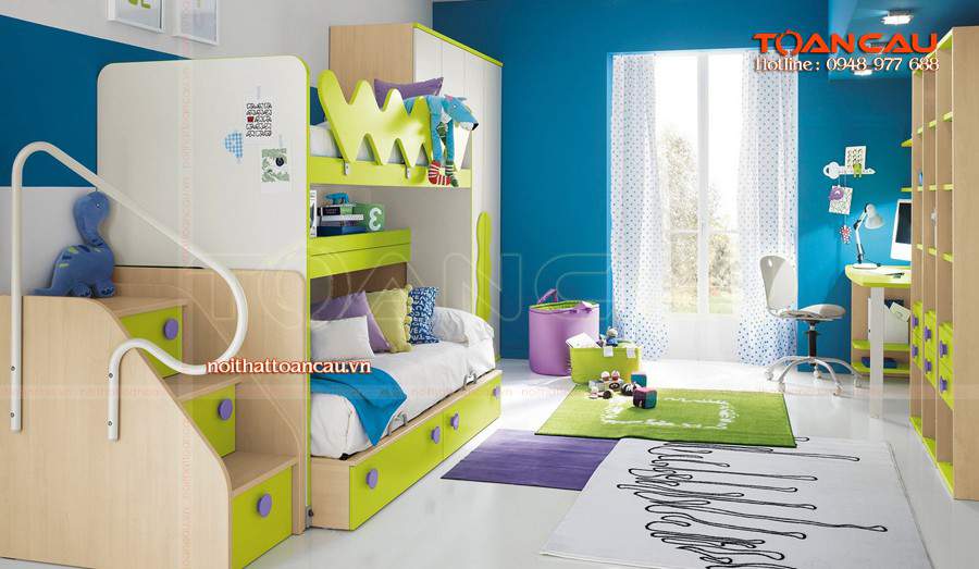 Mẫu giường tầng gỗ trẻ em- TC1148