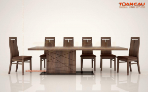 Bộ bàn ăn gỗ walnut 8 ghế - TC844