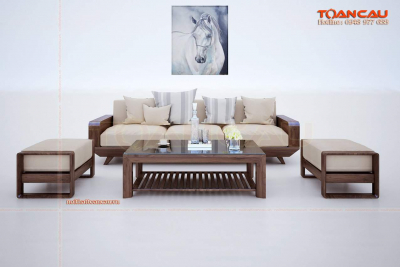Bàn ghế phòng khách đẹp bằng gỗ óc chó – TC162