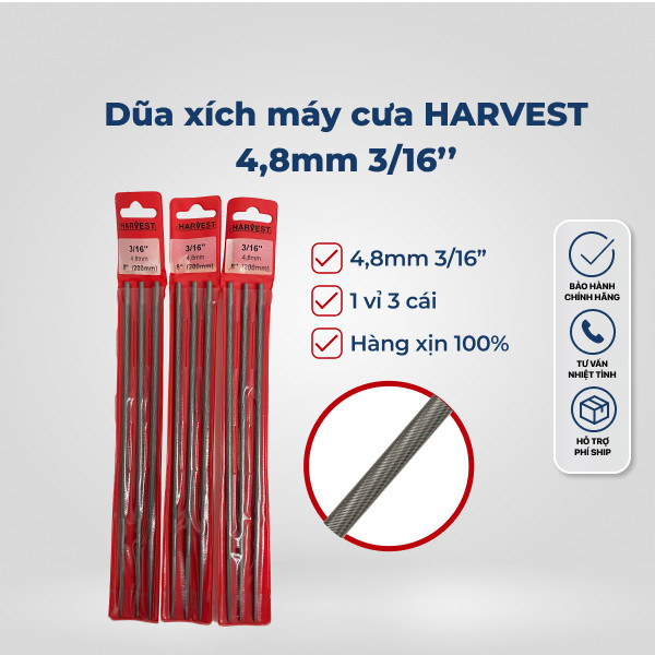 Dũa 4.8MM HARVEST - 3/16X8" - (1 vỉ 3 Cái)
