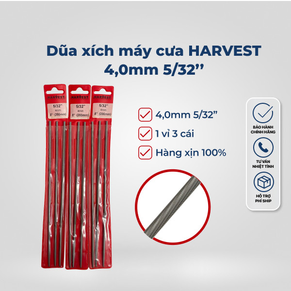 Dũa 4.0MM HARVEST - 5/32X8" - (1 vỉ 3 Cái)