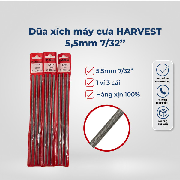 Dũa 5.5MM HARVEST - 7/32X8" - (1 vỉ 3 Cái)