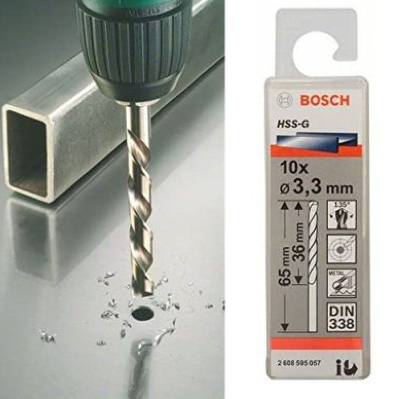 Mũi khoan HSS BOSCH - 3.3MM (10 mũi) - 2608595057