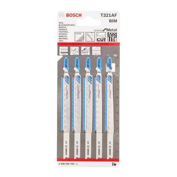 Lưỡi cưa lọng BOSCH - T321AF - Sắt (bộ 5 lưỡi) - 2608636705