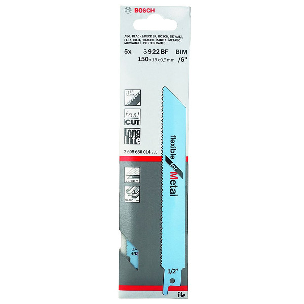 Lưỡi cưa kiếm BOSCH - S922BF - Sắt (bộ 5 lưỡi) - 2608656014