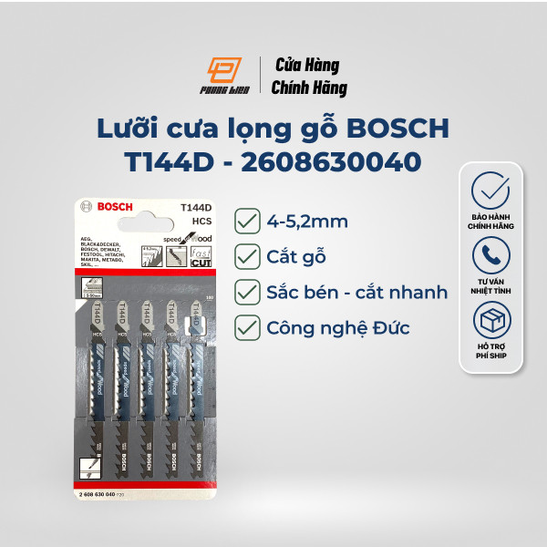 Lưỡi cưa lọng gỗ BOSCH - T144D - (bộ 5 lưỡi) - 2608630040