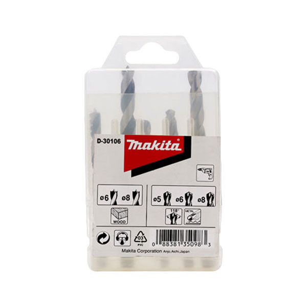 Mũi khoan gỗ, sắt chuôi kẹp MAKITA - (5,6,8) - D-30106