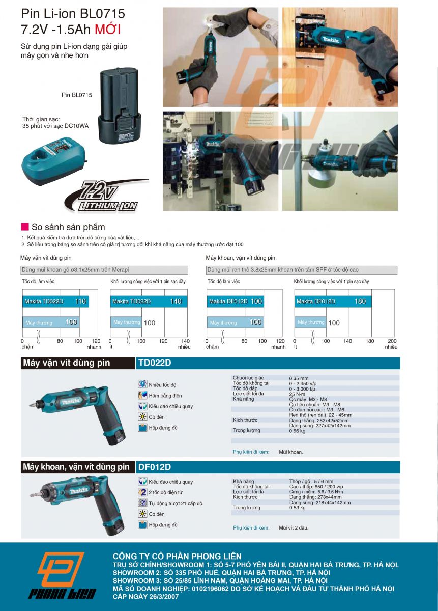 Máy khoan, vặn vít dùng pin DF012DSE