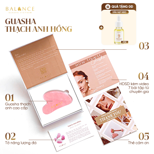 Đá Guasha Massage Mặt BALANCE Thạch Anh Hồng Nam Phi Cao Cấp, Nâng Cơ Mặt, Trẻ Hóa Làn Da, Đạt Kiểm Định / TẶNG OIL /