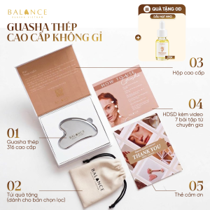 Đá Guasha Massage Nâng Cơ Mặt Balance Thép Không Gỉ 316 Cao Cấp, Dụng Cụ Massage Chăm Sóc Da Body Thư Giãn / TẶNG OIL /