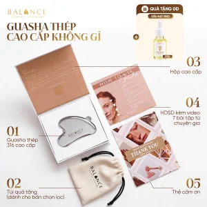 Đá Guasha Massage Nâng Cơ Mặt Balance Thép Không Gỉ 316 Cao Cấp, Dụng Cụ Massage Chăm Sóc Da Body Thư Giãn / TẶNG OIL /