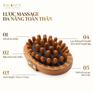 Lược Massage Đầu, Body BALANCE, Gỗ Tự Nhiên, Giúp Thư Giãn Da Đầu, Body, Massage Kinh Lạc