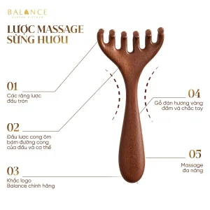 Lược Sừng Hươu Massage Đầu Thư Giãn - Kích Thích Mọc Tóc