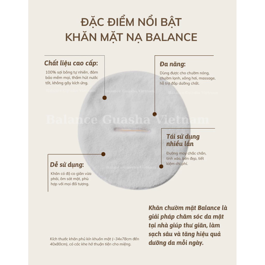 Khăn Chườm Mặt Nóng Lạnh BALANCE - Giúp Thư Giãn Mặt, Làm Sạch Và Dịu Da