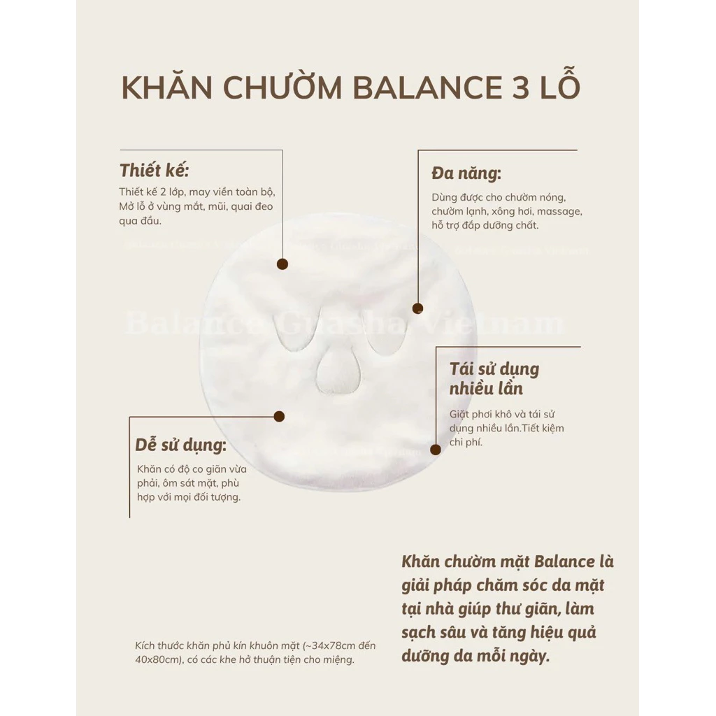 Khăn Chườm Mặt Nóng Lạnh BALANCE - Giúp Thư Giãn Mặt, Làm Sạch Và Dịu Da