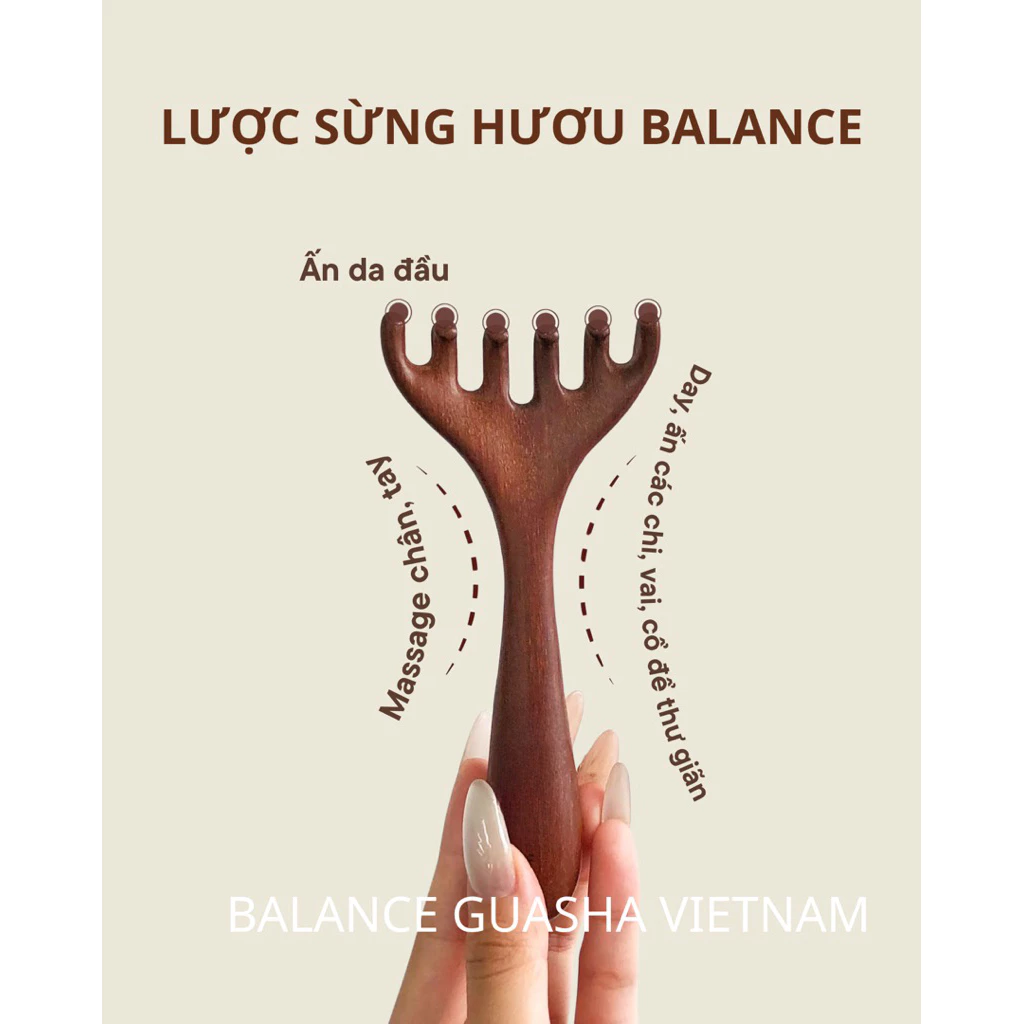 Lược Sừng Hươu Massage Đầu Thư Giãn - Kích Thích Mọc Tóc