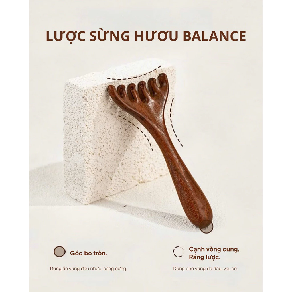 Lược Sừng Hươu Massage Đầu Thư Giãn - Kích Thích Mọc Tóc