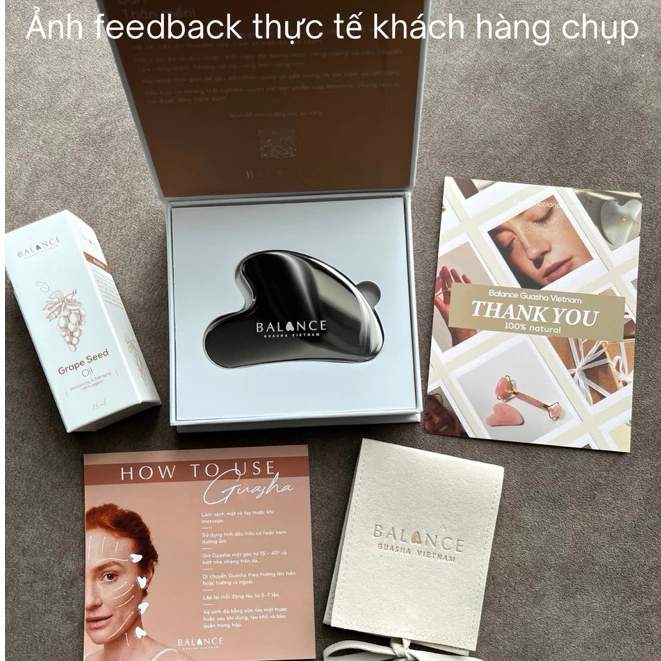 Đá Guasha Massage Nâng Cơ Mặt Balance Thép Không Gỉ 316 Cao Cấp, Dụng Cụ Massage Chăm Sóc Da Body Thư Giãn / TẶNG OIL / KHÔNG CHỌN LỌC + TÚI