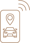 Icon of smart parking, showing a parking space with a location pin and Wi-Fi