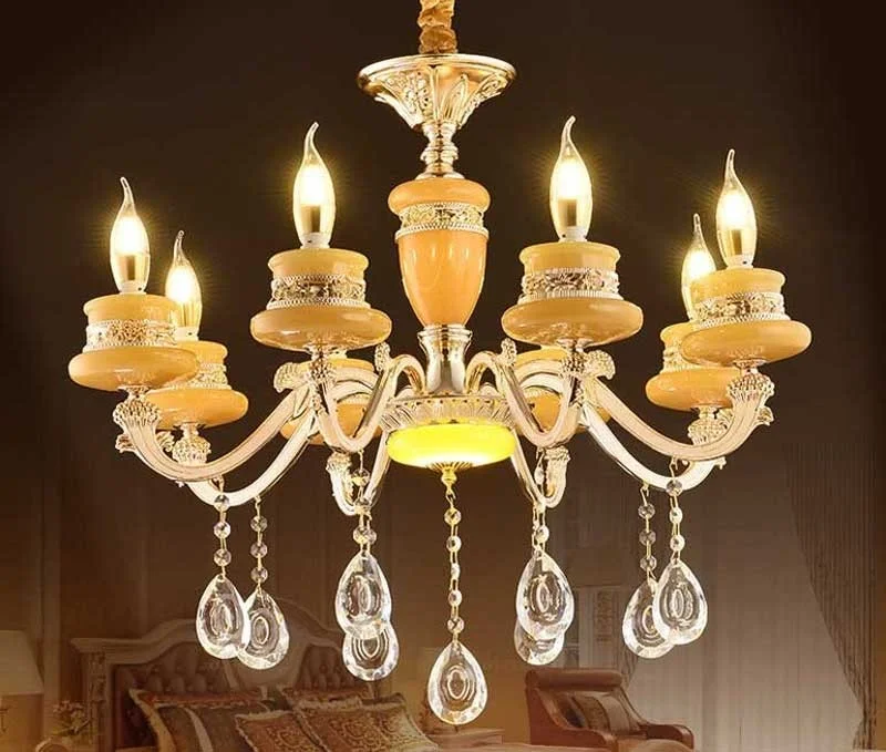 đèn chùm cổ chao đá