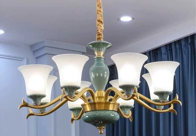 Đèn chùm tân cổ điển chao sứ HT-200