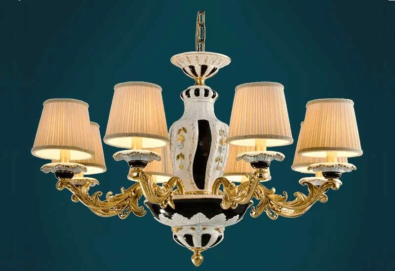 Đèn chùm phong cách cổ điển chao vải