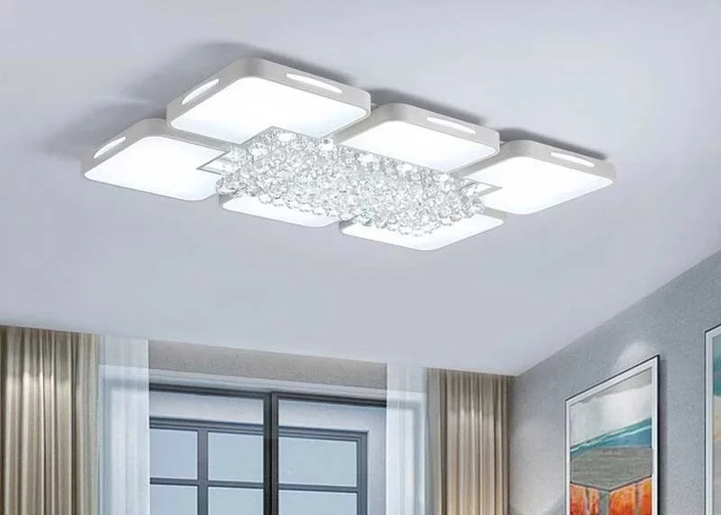 Đèn ốp trần chữ nhật pha lê 01