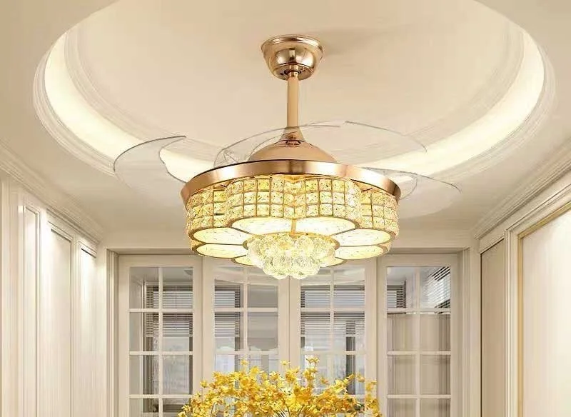 Mẫu quạt trần đèn trang trí phòng khách cánh cụp