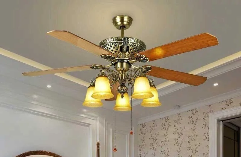 Đèn quạt trần cánh gỗ HT-7038