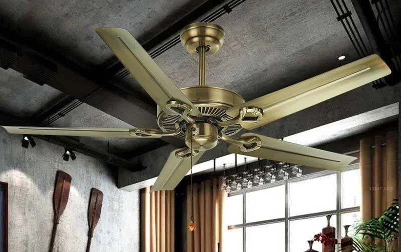 Đèn quạt trần cổ điển cánh sắt HT-17