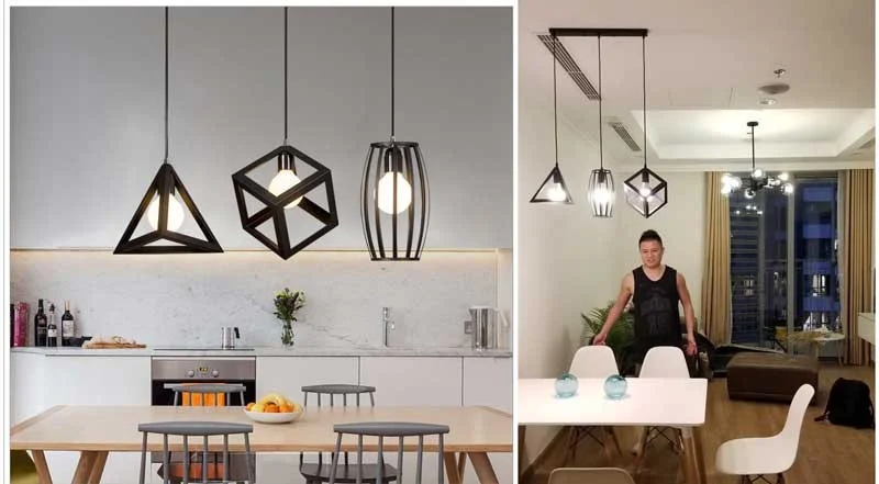 đèn phòng ăn hiện đại khung sắt