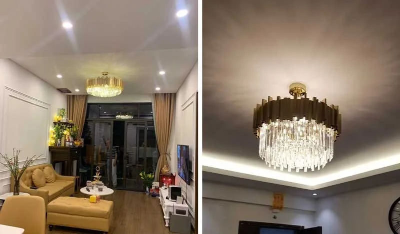 Các mẫu đèn chùm pha lê đẹp hiện đại tán quang ánh sáng tốt