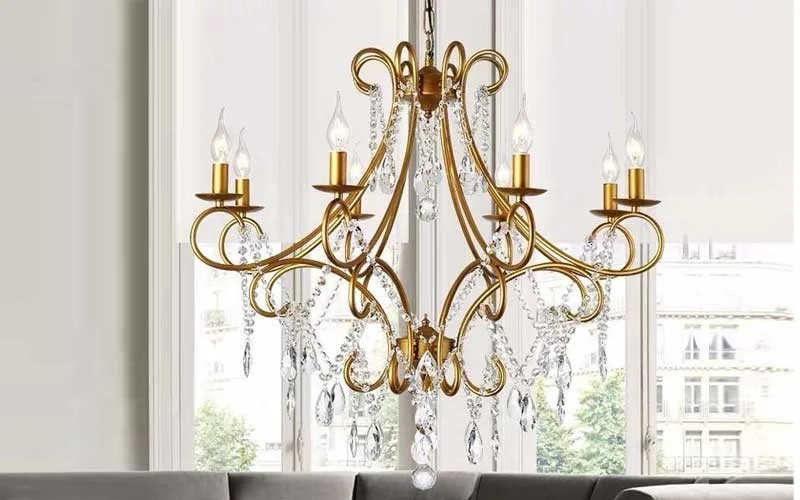 Đèn chùm nến pha lê HT-06 8 tay - Đèn chùm pha lê nến cổ điển HT-06 8 tay