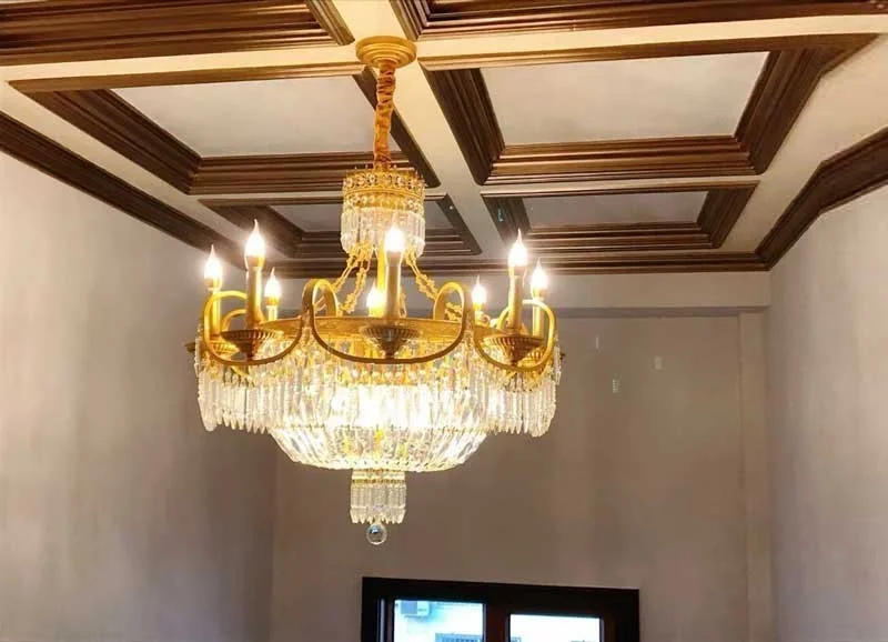 Đèn trang trí chùm nến pha lê - Đèn chùm pha lê nến HTPL-04 (6 bóng)