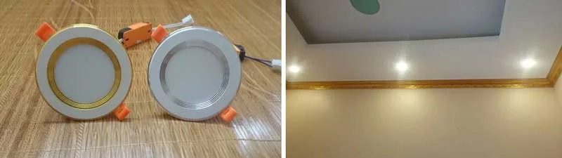 đèn led âm trần viền vàng