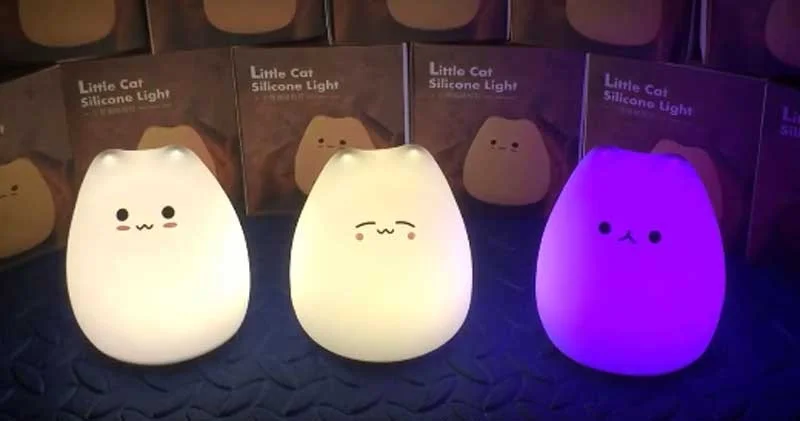 Đèn mèo silicon đổi màu