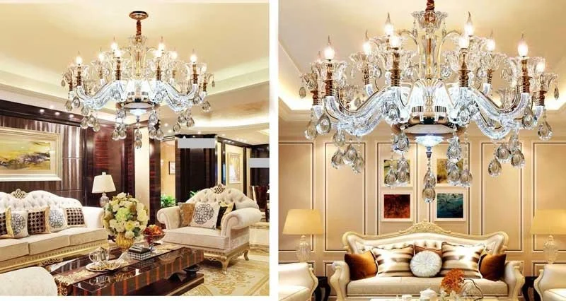 Đèn thả trần trang trí pha lê hoàng kim - Đèn thả pha lê cao cấp hoàng kim