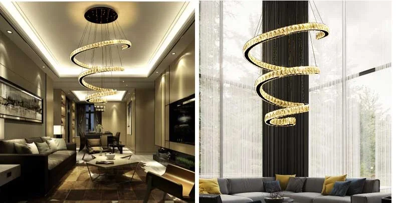 Đèn trần thả pha lê HTPL-35 - Đèn thả pha lê cao cấp hình xoắn HTPL-35