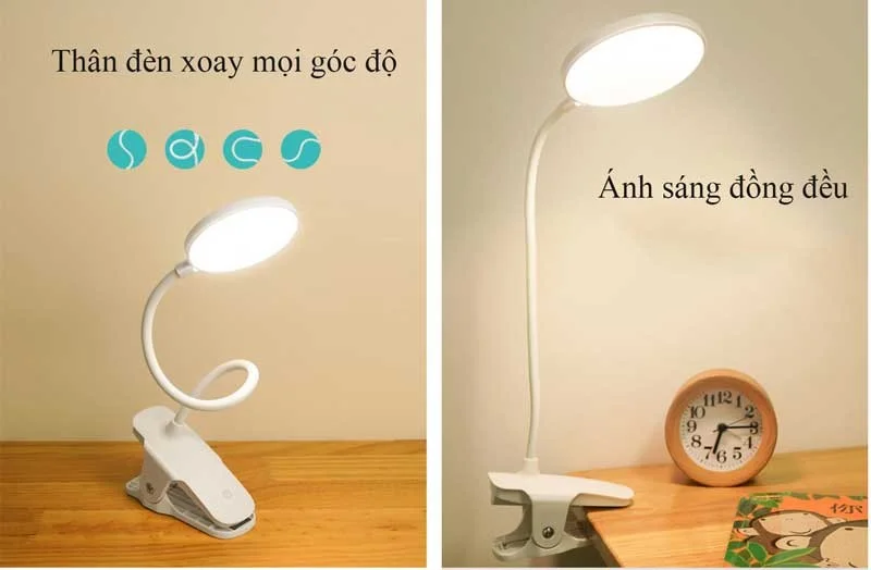 Đèn học kẹp bàn USB - Đèn kẹp bàn học USB - Đèn LED kẹp bàn