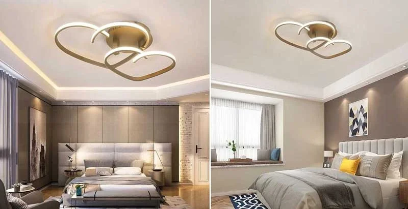 Đèn mâm ốp trần phòng khách giá rẻ hình trái tim - Đèn mâm ốp trần trang trí phòng khách trái tim