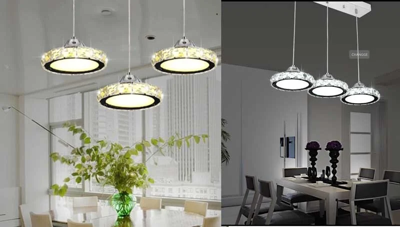 Đèn trần phòng bếp cao cấp pha lê - Đèn thả phòng bếp 3 bóng hiện đại HTDT-02