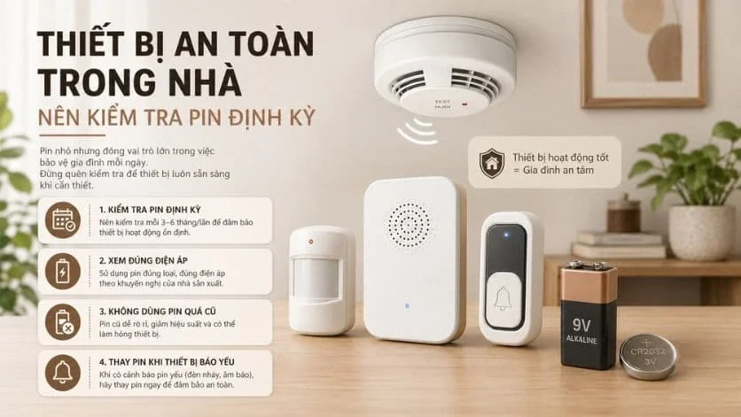 Nên kiểm tra pin định kỳ trong các thiết bị dùng pin