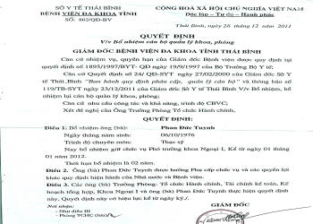 Bs Tuynh phó trưởng khoa ngoại I (BVĐKK TB 2012)